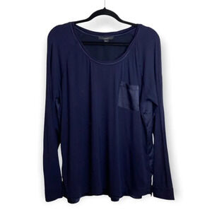 Tahari Blue / Purple Long Sleeve Shirt with  Soft Silky Back